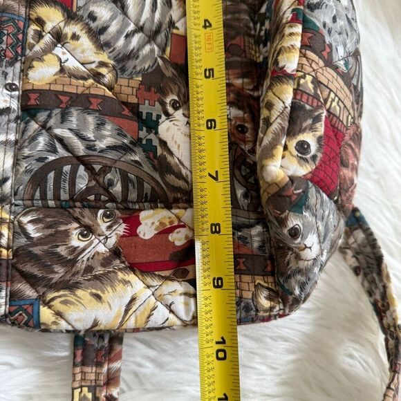Vintage 1990s Cat Tapestry Quilted Bag Purse Tote Fabric Shoulder - Picture 8 of 8